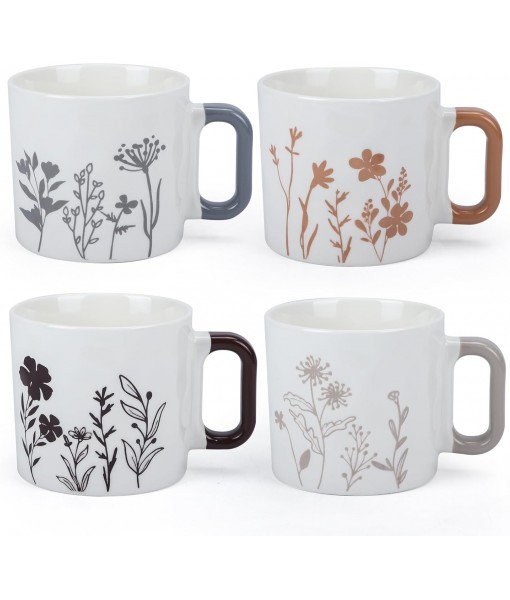 4 Mugs and Coffee Cups 440ML, Pretty Original Espresso Cup