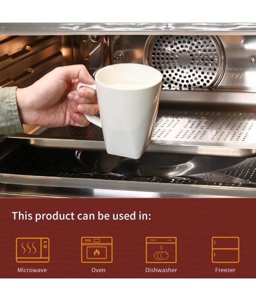 Set of 6 Coffee Cups, White Ceramic Mugs 400ml, with Handle