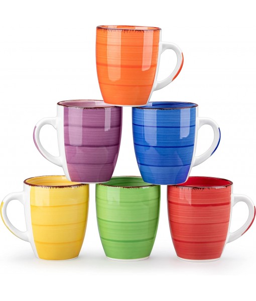 6 Ceramic Mugs, Coffee Cup Set, Minimalist Style