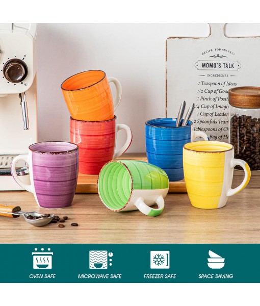 6 Ceramic Mugs, Coffee Cup Set, Minimalist Style