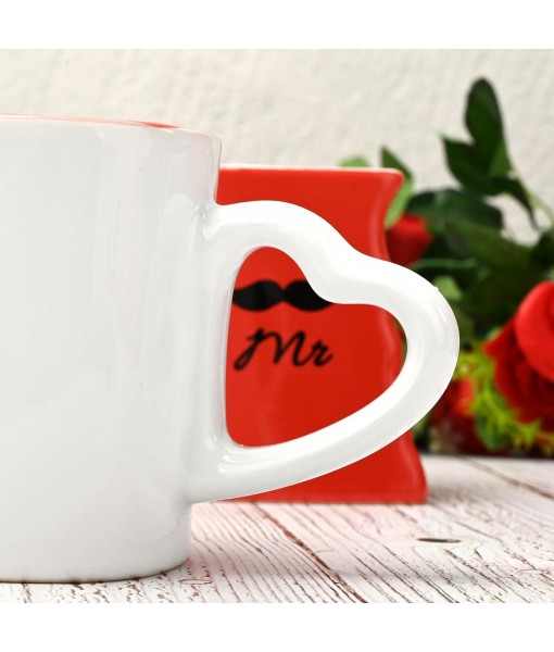 pobuu 2 Pièces Mr Mrs Ensemble tasse couple café en Céramique, Tasses