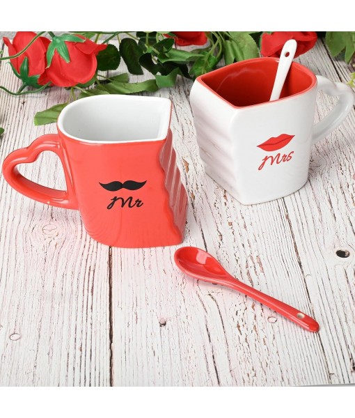 pobuu 2 Pièces Mr Mrs Ensemble tasse couple café en Céramique, Tasses