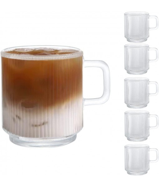 D.M DESIGN·MASTER [Lot de 6, 350ML - Tasses à Latte Macchiato en Verre