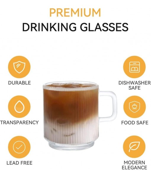 D.M DESIGN·MASTER [Lot de 6, 350ML - Tasses à Latte Macchiato en Verre