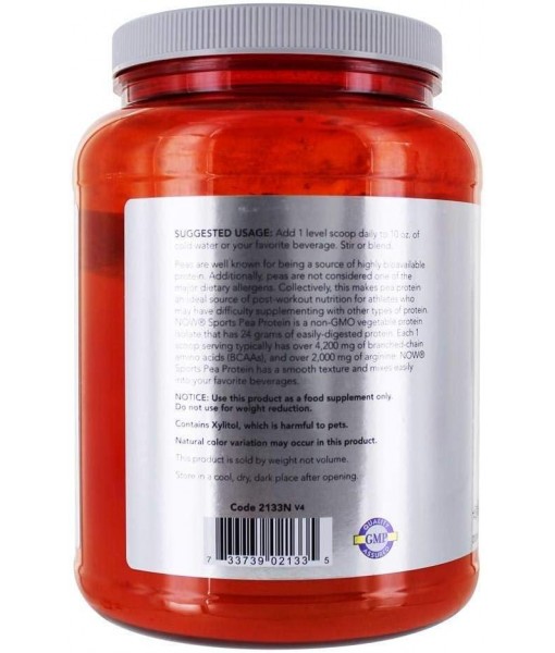 NOW Foods - Pea Protein 100% Pure Non-GMO Vegetable Protein Dutch Chocolate - 2 lbs.