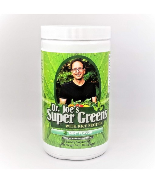 Dr. Joe's Super Greens - Mint Flavor - Vegan, Green, Superfood Powder with Rice Protein