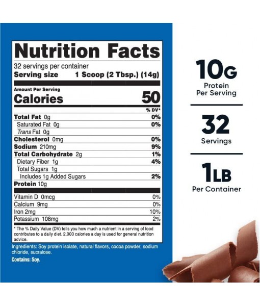 Nutricost Soy Protein Powder, 1 LB Chocolate, 10 Grams of Protein Per Serving, Vegetarian, Non-GMO & Gluten Free