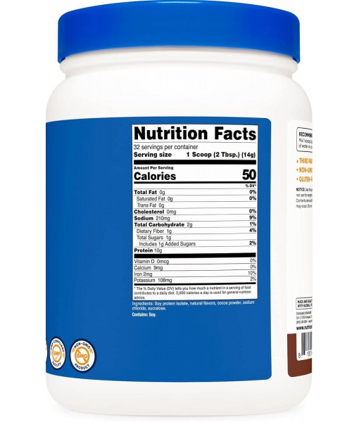 Nutricost Soy Protein Powder, 1 LB Chocolate, 10 Grams of Protein Per Serving, Vegetarian, Non-GMO & Gluten Free