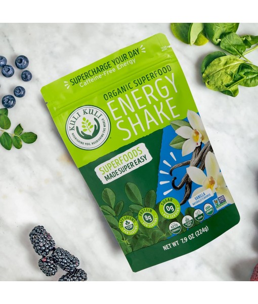 Kuli Kuli Organic Moringa Greens Smoothie Mix - Plant-Based Superfood Protein Smoothie Mix, Vanilla, 7.6 Ounce Pouch, Vegan and Gluten-Free with 8g Pea Protein and 1 Cup Greens Per Serving