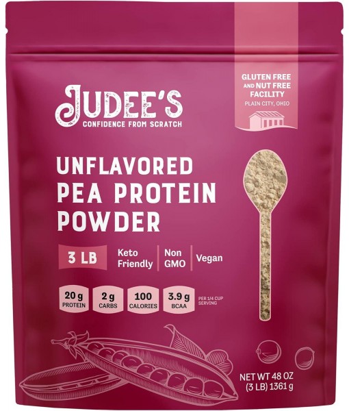 Judee’s Unflavored Pea Protein Powder (80% Protein) 3 lb - 100% Non-GMO, Keto-Friendly, Vegan - Dairy-Free, Soy-Free, Gluten-Free and Nut-Free - Easily Dissolve in Liquids