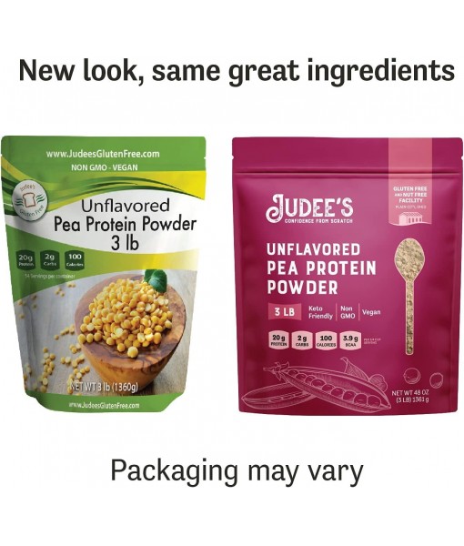 Judee’s Unflavored Pea Protein Powder (80% Protein) 3 lb - 100% Non-GMO, Keto-Friendly, Vegan - Dairy-Free, Soy-Free, Gluten-Free and Nut-Free - Easily Dissolve in Liquids
