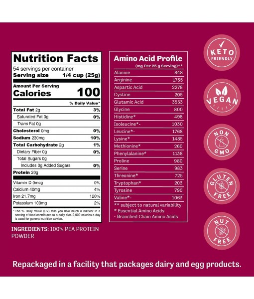 Judee’s Unflavored Pea Protein Powder (80% Protein) 3 lb - 100% Non-GMO, Keto-Friendly, Vegan - Dairy-Free, Soy-Free, Gluten-Free and Nut-Free - Easily Dissolve in Liquids