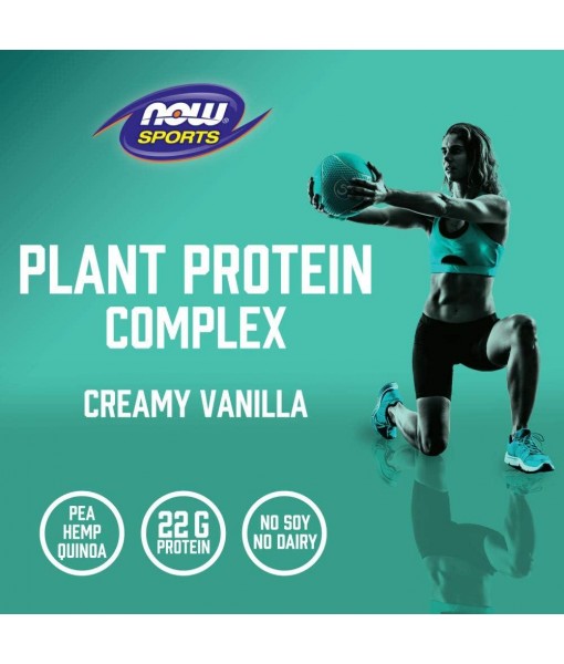 NOW Foods Sports Nutrition, Plant Protein Complex 22 g, Creamy Vanilla Powder, 2-Pound
