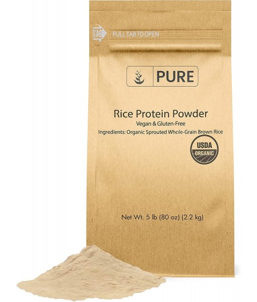 Pure Original Ingredients Rice Protein Powder (5 lb) Sustainably Sourced, Vegan & Gluten-Free, Made of Sprouted Brown Rice