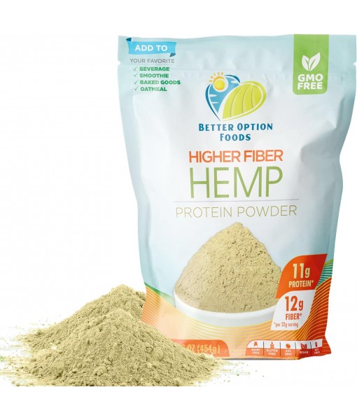 Hemp Protein Powder - Plant Based Protein Powder with Higher Hemp Fiber & Essential Amino Acids - Easy-to-Digest Vegan Protein Powder for Oatmeal, Smoothies, & Baked Goods, 16oz