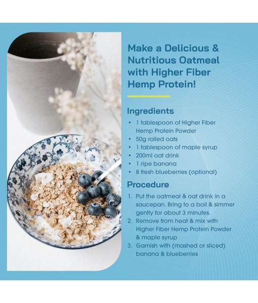 Hemp Protein Powder - Plant Based Protein Powder with Higher Hemp Fiber & Essential Amino Acids - Easy-to-Digest Vegan Protein Powder for Oatmeal, Smoothies, & Baked Goods, 16oz