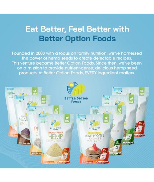 Hemp Protein Powder - Plant Based Protein Powder with Higher Hemp Fiber & Essential Amino Acids - Easy-to-Digest Vegan Protein Powder for Oatmeal, Smoothies, & Baked Goods, 16oz
