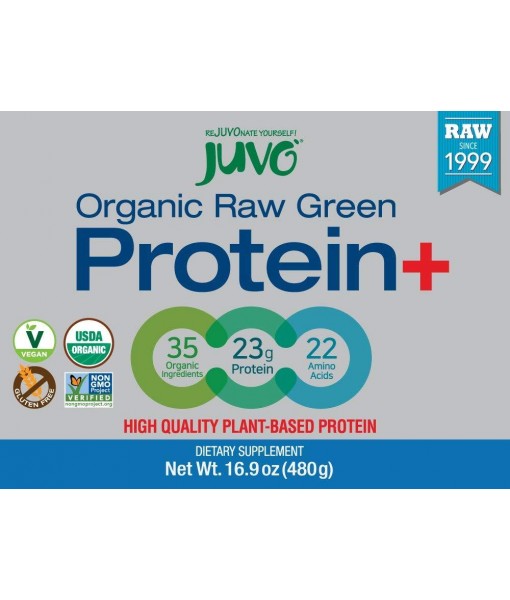 Juvo Raw Green Protein Organic, Vegan, Gluten Free, Non-GMO, Kosher, No Stevia, 23g of Protein, Complete Amino Acid Profile, 16.9 Ounce