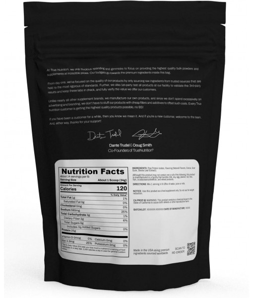 True Nutrition Pea Protein Powder Isolate - 25g Non-GMO Vegan Protein Powder per Serving - Low Carb, Low Fat, High Leucine - Gluten Free, Dairy Free, Soy Free - Chocolate Fudge Brownie - 1LB