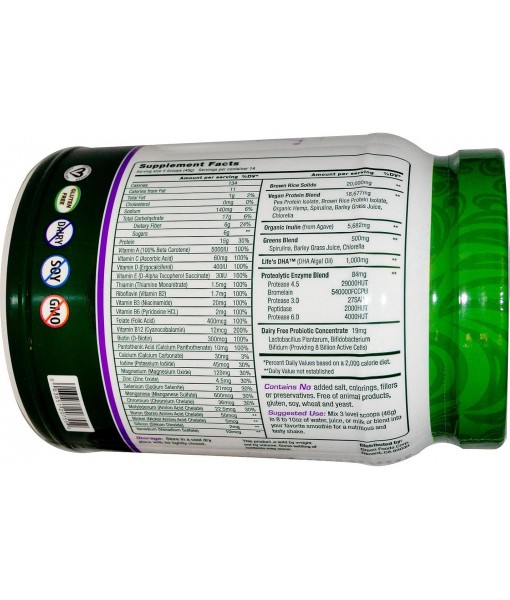 True Vitality Plant Protein Shake with DHA-Unflavored Green Foods 22.7 oz Powder