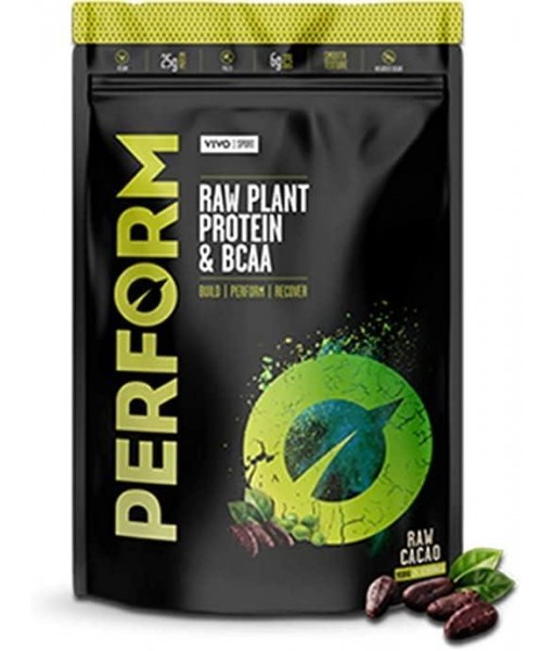 VIVO Life Perform Vegan Protein Powder, Raw Cacao Flavor - BCAA Pea & Hemp Blend Plant-Based Protein Shake (2.17 Pound (Pack of 1))