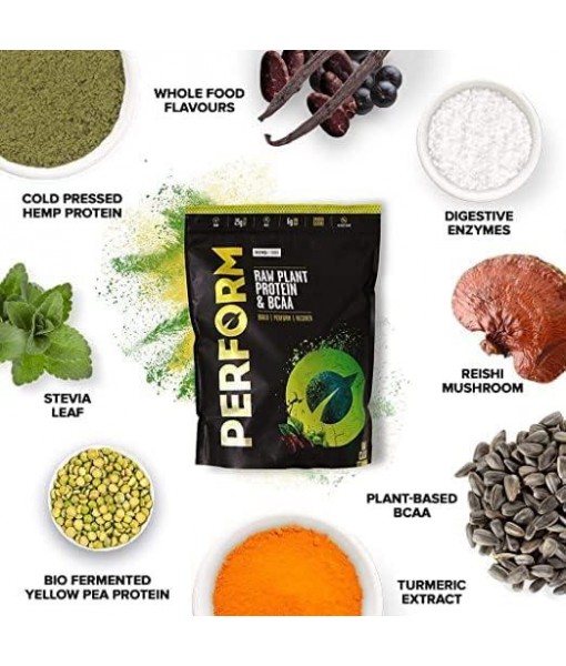 VIVO Life Perform Vegan Protein Powder, Raw Cacao Flavor - BCAA Pea & Hemp Blend Plant-Based Protein Shake (2.17 Pound (Pack of 1))