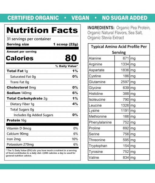 Jay Robb Organic Vegan Vanilla Pea Protein
