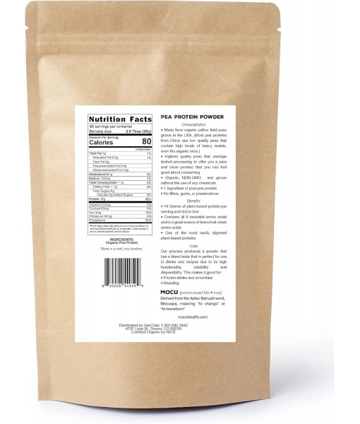 Certified Organic US Grown Pea Protein I 80% I Batch Tested for Heavy Metals I 3 LBS I Packaged Daily
