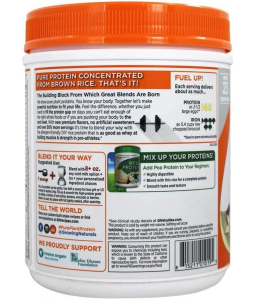 Organic Rice Protein Vanilla Power, 16.8 oz