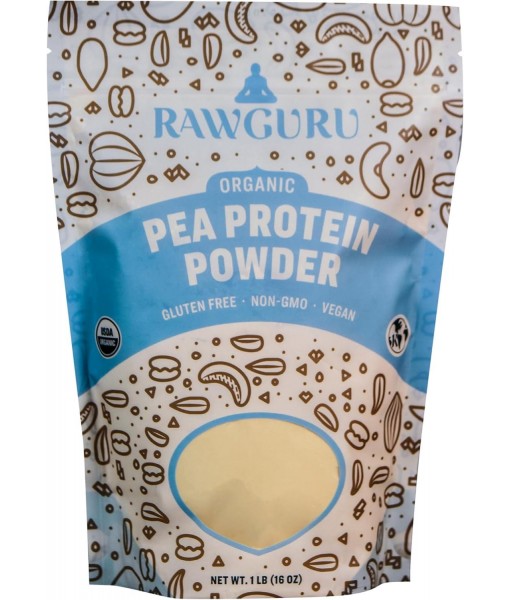 RawGuru Organic Pea Protein Powder - 16 oz - USDA Organic | Gluten Free | Non-GMO | Vegan | Plant Protein Powder