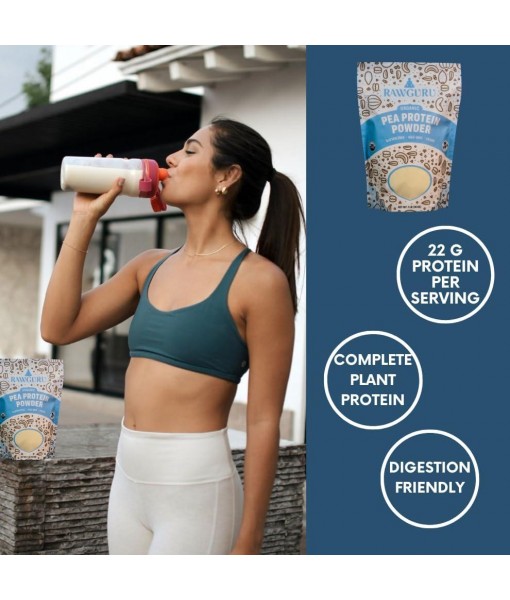 RawGuru Organic Pea Protein Powder - 16 oz - USDA Organic | Gluten Free | Non-GMO | Vegan | Plant Protein Powder