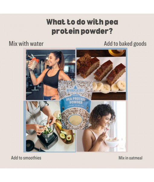 RawGuru Organic Pea Protein Powder - 16 oz - USDA Organic | Gluten Free | Non-GMO | Vegan | Plant Protein Powder