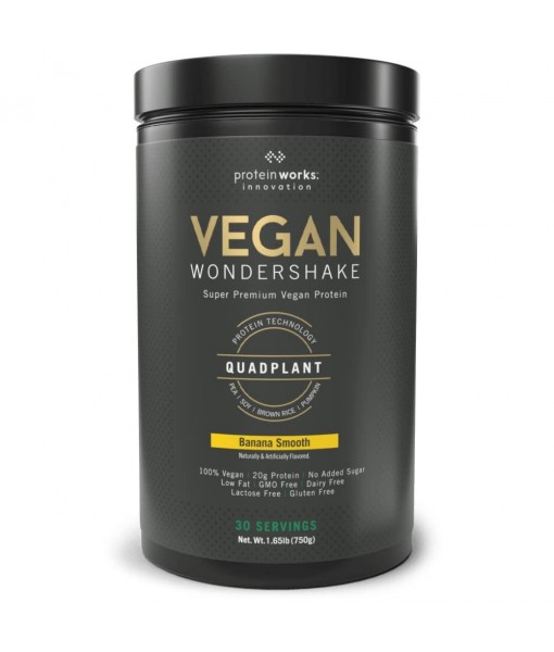 Protein Works - Vegan Wondershake | Vegan Protein Shake | Super Smooth, Amazing Taste | | 21g Plant Based Protein | Premium Vegan Blend | Low Calorie | 30 Servings | Banana Smooth