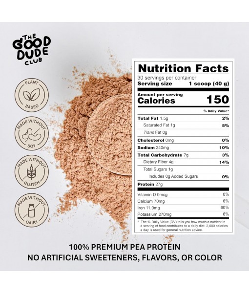 Premium Pea Protein Powder, Plant Based with BCAAs, Easy to Digest | Vitamins & Minerals | Gluten & Dairy Free | No Sugar Added | Vegan Friendly (Chocolate)