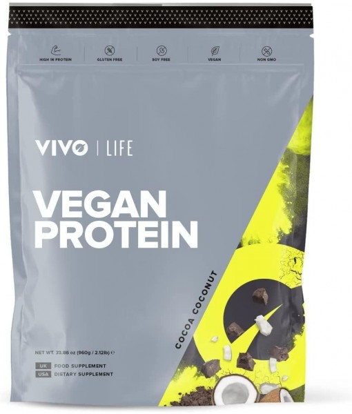 Vivo Vegan Protein Powder - 0.7 oz of Plant-Based Protein per Scoop, 30 Servings (31.7 oz) - Cacao Coconut