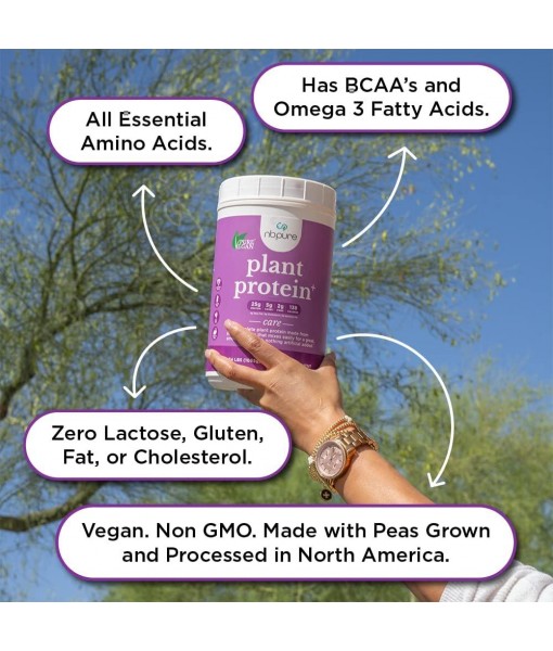 nbpure Vegan Pea Protein Powder, Vanilla – Lean Muscle plus Hunger & Bloating Support for Women, Men, Kids – 25g Clean, Natural Plant Protein Per Serving – No Artificial Sweeteners or Flavors