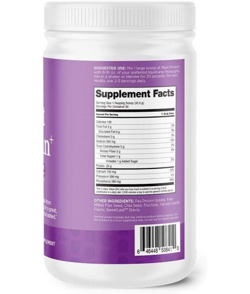 nbpure Vegan Pea Protein Powder, Vanilla – Lean Muscle plus Hunger & Bloating Support for Women, Men, Kids – 25g Clean, Natural Plant Protein Per Serving – No Artificial Sweeteners or Flavors