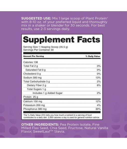nbpure Vegan Pea Protein Powder, Vanilla – Lean Muscle plus Hunger & Bloating Support for Women, Men, Kids – 25g Clean, Natural Plant Protein Per Serving – No Artificial Sweeteners or Flavors