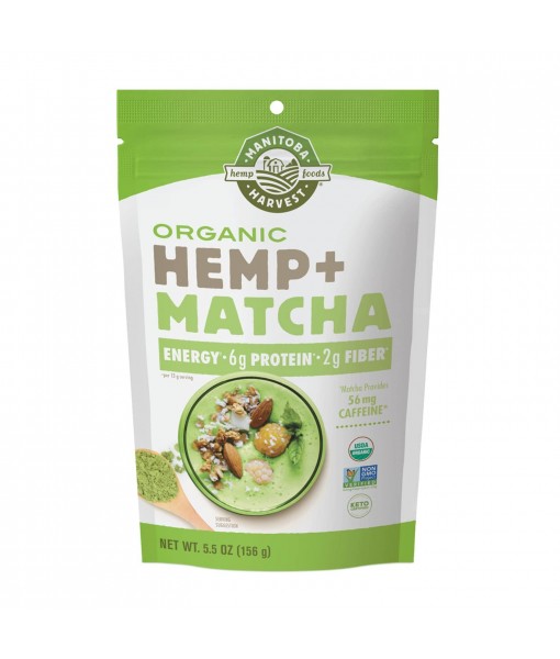 Manitoba Harvest Organic Hemp & Matcha Powder, 5.5 oz – Energy, 6g of Protein, 2g of Fiber per Serving – Matcha Protein Powder - Vegan, Non-GMO Project Verified - 56g of Caffeine - Packaging May Vary