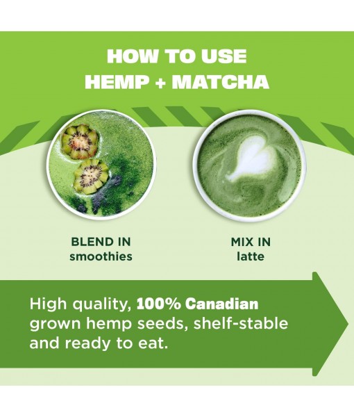 Manitoba Harvest Organic Hemp & Matcha Powder, 5.5 oz – Energy, 6g of Protein, 2g of Fiber per Serving – Matcha Protein Powder - Vegan, Non-GMO Project Verified - 56g of Caffeine - Packaging May Vary