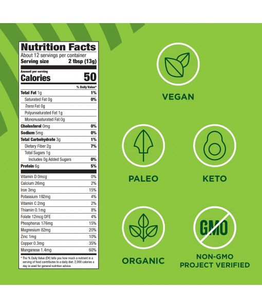 Manitoba Harvest Organic Hemp & Matcha Powder, 5.5 oz – Energy, 6g of Protein, 2g of Fiber per Serving – Matcha Protein Powder - Vegan, Non-GMO Project Verified - 56g of Caffeine - Packaging May Vary