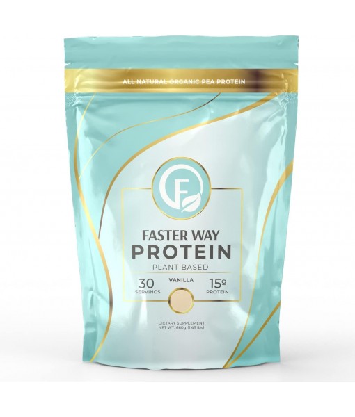 FASTer Way to Fat Loss. Plant-Based Protein Powder Vanilla Flavor, 660g, 30 Day Supply Dairy-Free Alternative to Whey Protein Powder, All-Natural Pea Protein Isolate, Made from Organic Yellow Peas