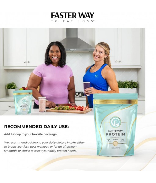 FASTer Way to Fat Loss. Plant-Based Protein Powder Vanilla Flavor, 660g, 30 Day Supply Dairy-Free Alternative to Whey Protein Powder, All-Natural Pea Protein Isolate, Made from Organic Yellow Peas