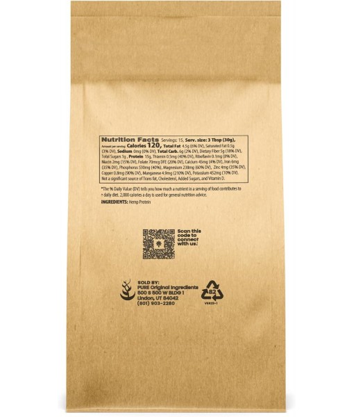 PURE ORIGINAL INGREDIENTS Vegan Hemp Seed Protein Powder (1 lb) Smoothies & Shakes, Nutty Flavor, Smooth Texture