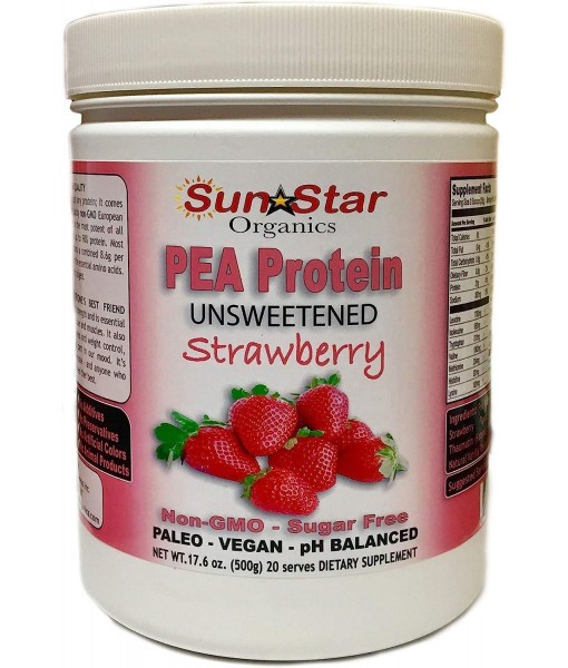 Starwberry Flavor, Pea Protein Powder, Unsweetened, Soy Free, Non-GMO 17.6 oz