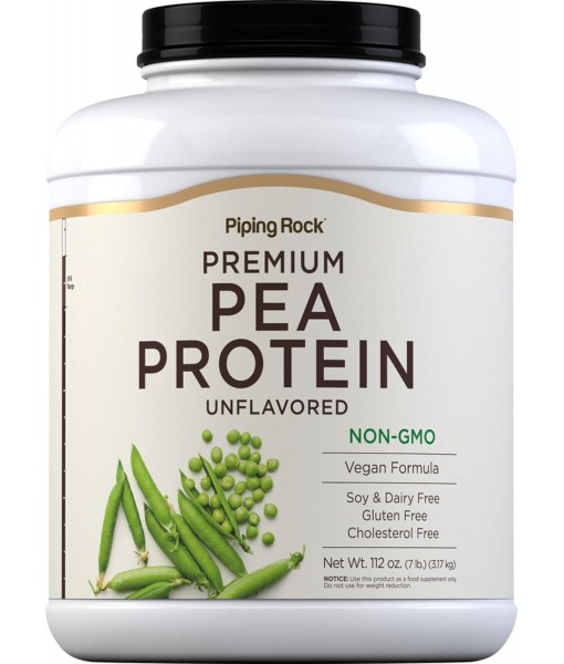 Piping Rock Pea Protein Powder Unflavored 7lb | Vegan Formula | Premium Protein | Non-GMO, Gluten Free