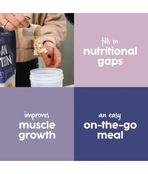 BOWMAR NUTRITION Vegan Protein, Vegan Gluten Free Protein Powder, 20-22g of Protein, Low Fat, Delicious Tasting. Pea, Pumpkin Seed, Watermelon Seed, & Sunflower Seed Protein (Blueberry Donut)