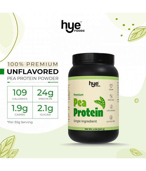 HYE FOODS Premium Pea Protein Powder | 2 lb | Vegan Protein Powder | Gluten Free | Unflavored | Easy to Digest | 100% Peas | 30 Servings