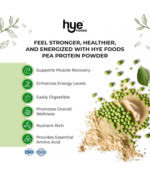 HYE FOODS Premium Pea Protein Powder | 2 lb | Vegan Protein Powder | Gluten Free | Unflavored | Easy to Digest | 100% Peas | 30 Servings