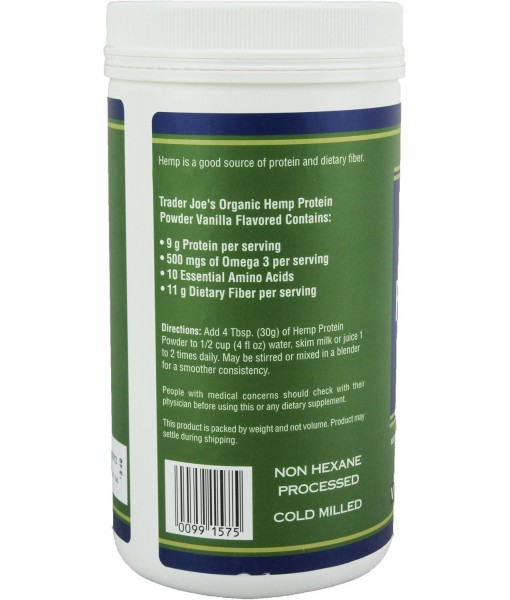 Trader Joe's 16 Oz. Organic Hemp Protein Powder Dietary Supplement (Vanilla)